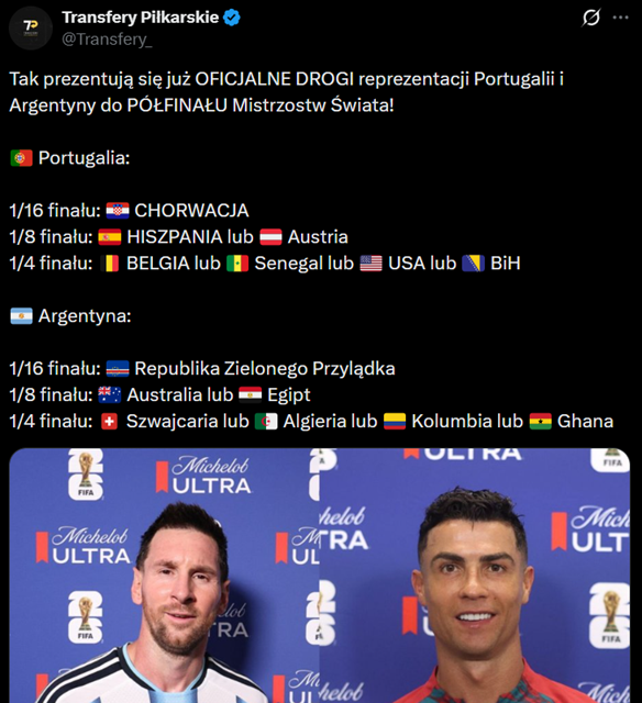 HIT! Tak wyglądaj drogi Portugalii i Argentyny do półfinału MŚ xD [PORÓWNANIE]